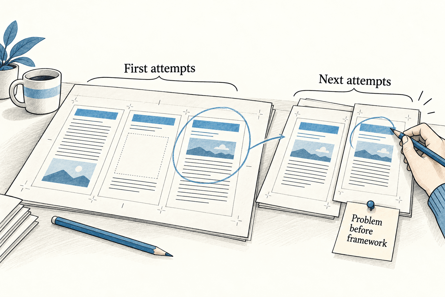 An editor selects an opening from several proofs, develops variations of it, and saves the reason for the choice.